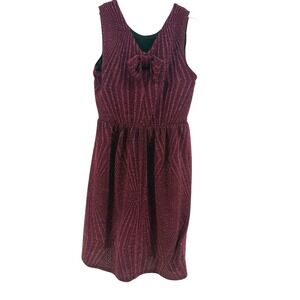 Kids Party Dress Girls Large Burgundy Metallic Shimmer Bow Back Holiday Twirl